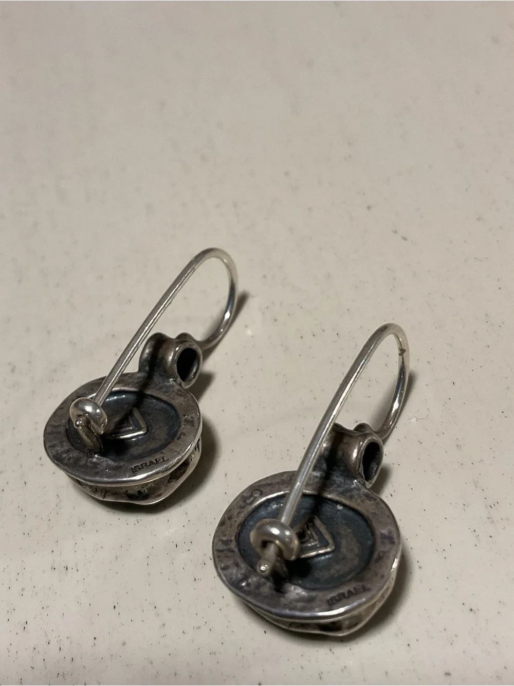 Silpada Silver Drop Earrings with Olive Green Stones